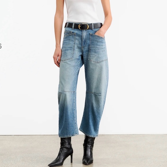 Nili Lotan Pants - Nili Lotan Shon Mid-Rise Stretch Barrel Denim